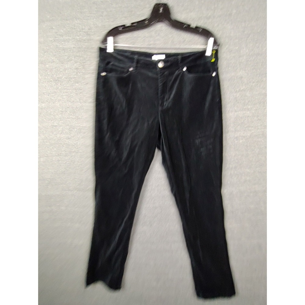 J Jill Womensβ Pants 10 Black Velvet Velour Ankle Capsule Career Casual Retro